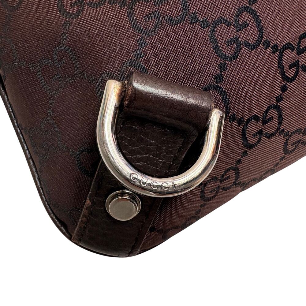 Vintage Gucci Abbey D-Ring Crossbody Hand Shoulder Bag Brown Silver Authentic - Picture 4 of 15